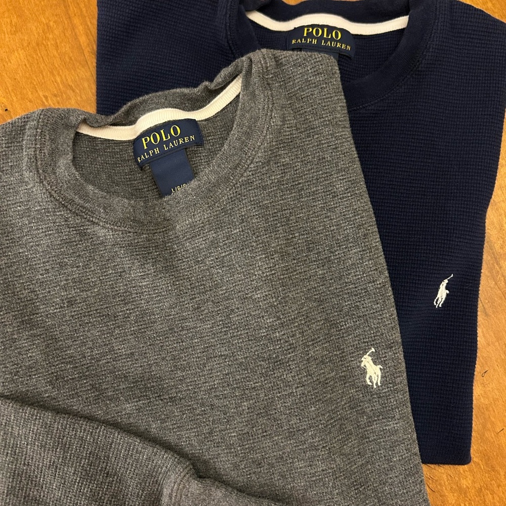 Set of 2 Polo Ralph Lauren Waffle-weave Crews, Boys Size L